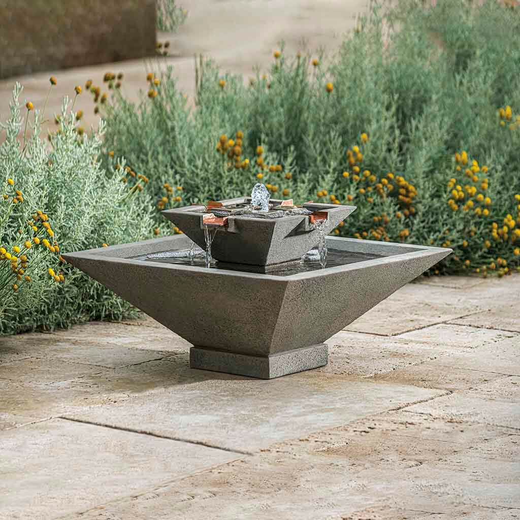 Top 5 Patio Fountain Styles The Garden Gates   FT 348 Facet Fountain Small Cast Stone Fountains As 