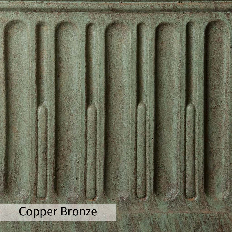 Copper Bronze Patina for theCampania International Bebel Planter, blues and greens blended into the look of aged copper.