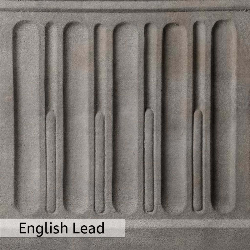 The English Lead Patina for the Campania International Scroll Handle Large Planter, soft, chalky grey with hints of darker grey and medium brown highlights.