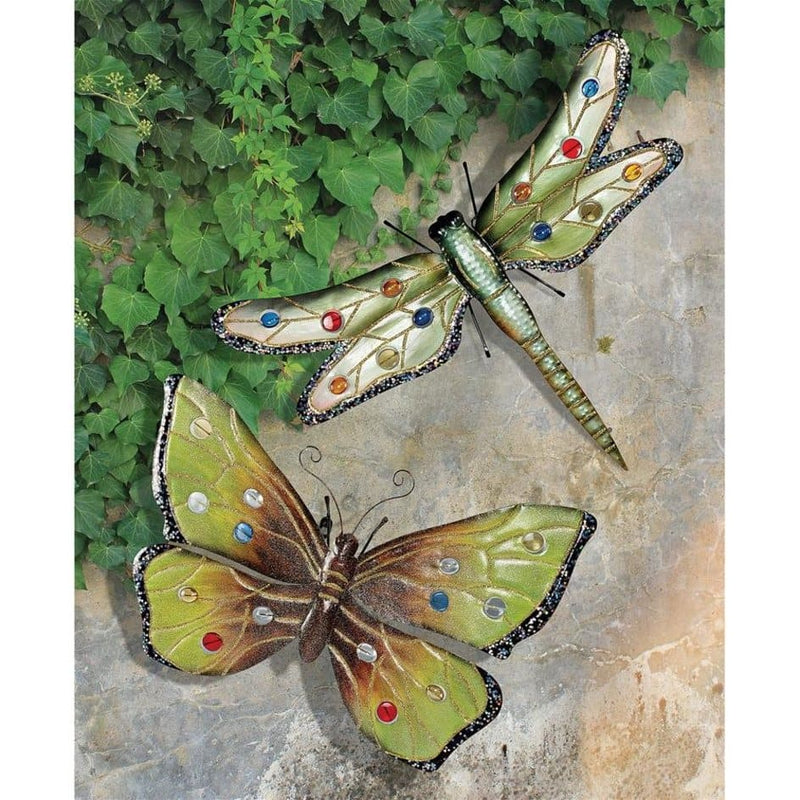 Oversized Dragonfly & Butterfly Metal Wall Sculptures Set by Design Toscano