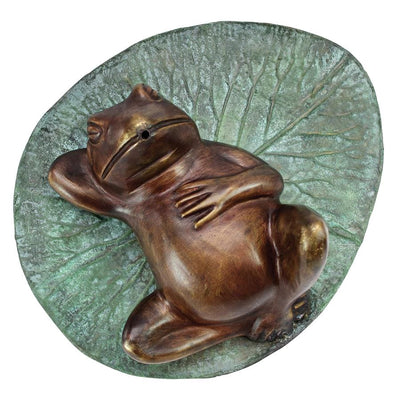 Spitting Frog on Lily Pad Bronze Garden Statue by Design Toscano