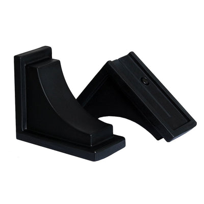The Mayne Nantucket Decorative Brackets 2 pack, in the black finish, the unplanted planter detailed to show the shape and color clearly.