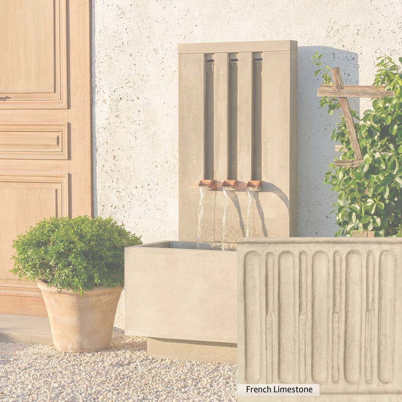 French Limestone Patina for the Campania International Mondrian Tall Fountain, old-world creamy white with ivory undertones.