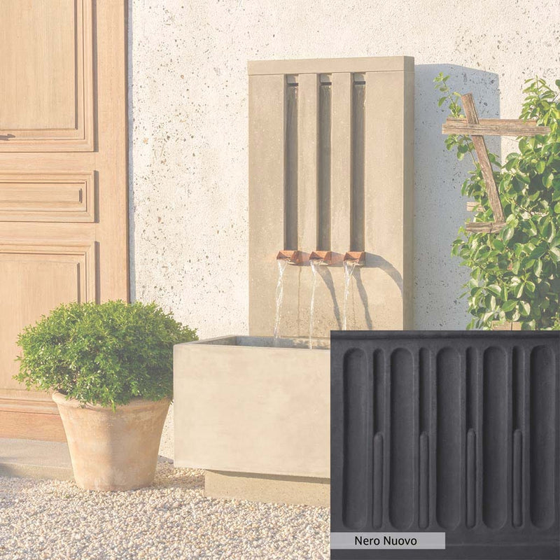 Nero Nuovo Patina for the Campania International Mondrian Tall Fountain, bold dramatic black patina for the garden.