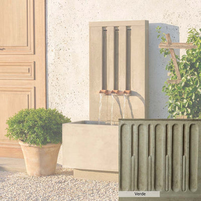 Verde Patina for the Campania International Mondrian Tall Fountain, green and gray come together in a soft tone blended into a soft green.